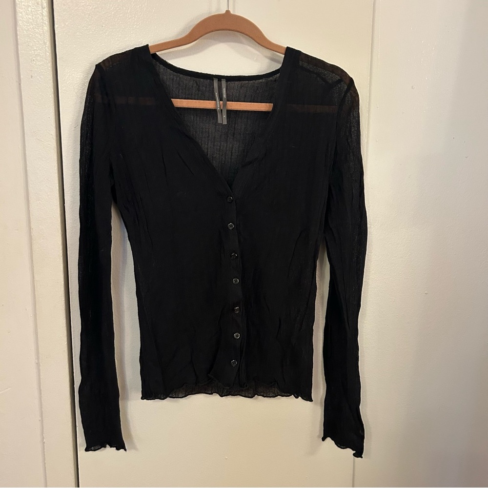 Anthropologie Black Button-Up Women's cardigan Top